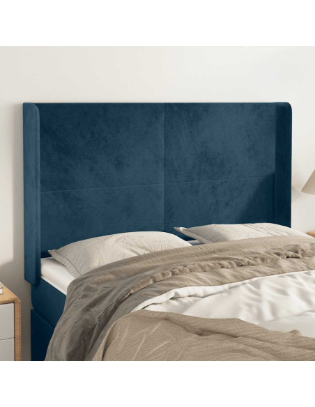 Testiera ad Orecchio Blu Scuro 147x16x118/128 cm in Velluto