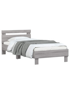 Struttura letto con testata Sonoma grigio 80 x 200 cm 2