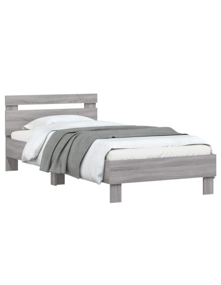 Struttura letto con testata Sonoma grigio 80 x 200 cm