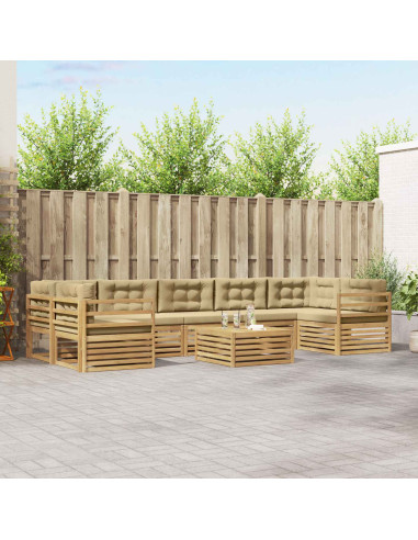 Set di divani da esterno 8 pcs Bianco e Beige