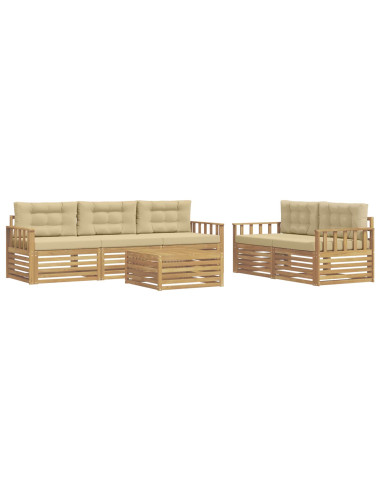 Set di divani da esterno 6 pcs Bianco e Beige
