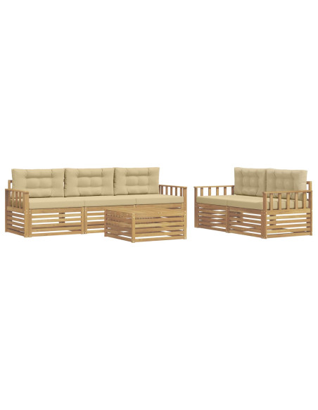 Set di divani da esterno 6 pcs Bianco e Beige
