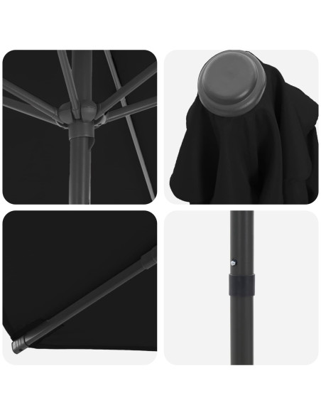 Ombrello da giardino 300 x 300 cm Poliestere Rettangolare Nero