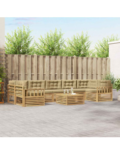 Set di divani da esterno 8 pcs Bianco e Beige