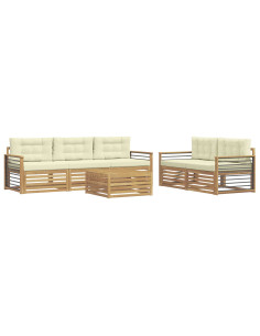 Set di divani da esterno 6 pcs Bianco e Crema 2