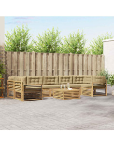 Set di divani da esterno 8 pcs Bianco e Beige