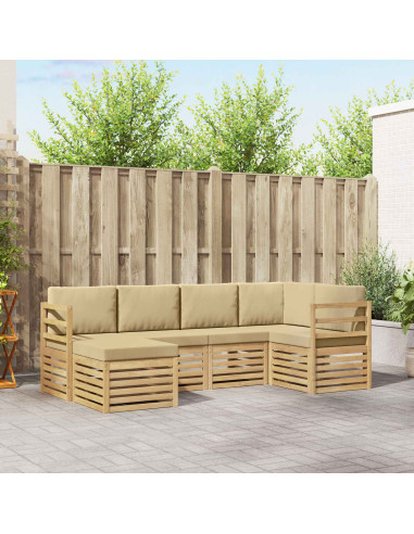 Set di divani da esterno 6 pcs Bianco e Beige Poliestere