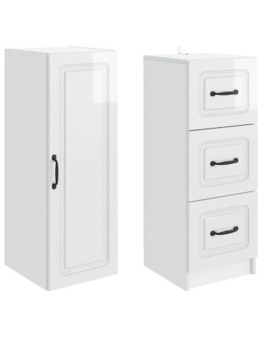 Set di armadi 2 pcs Bianco Lucido 33 x 34,5 x 87 cm