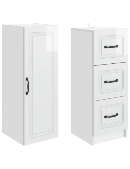 Set di armadi 2 pcs Bianco Lucido 33 x 34,5 x 87 cm