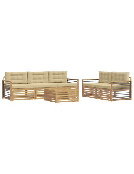 Set di divani da esterno 6 pcs Bianco e Beige