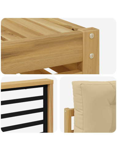 Set di divani da esterno 6 pcs Bianco e Beige