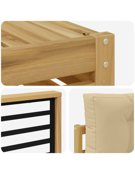 Set di divani da esterno 6 pcs Bianco e Beige
