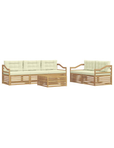 Set di divani da esterno 6 pcs Bianco e Crema 2