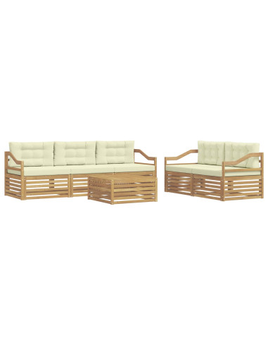 Set di divani da esterno 6 pcs Bianco e Crema