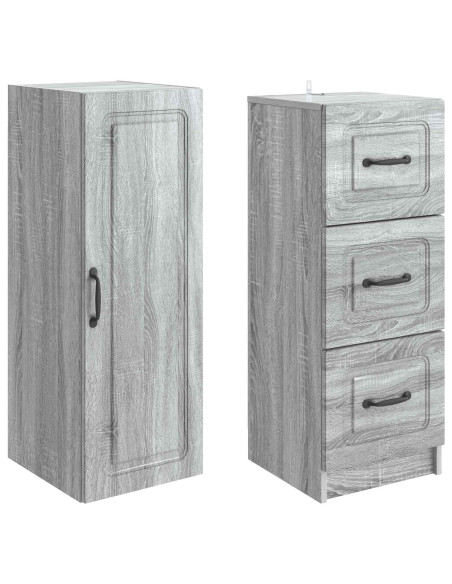 Set di armadi 2 pcs Sonoma grigio 33 x 34,5 x 87 cm