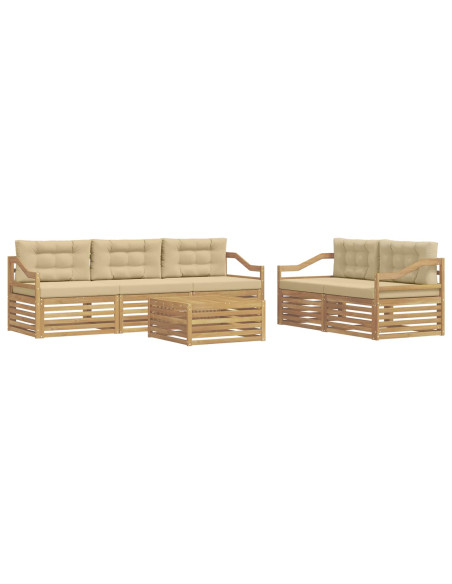 Set di divani da esterno 6 pcs Bianco e Beige