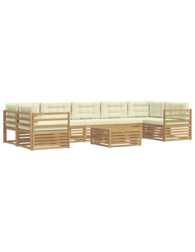 Set di divani da esterno 8 pcs Bianco e Crema