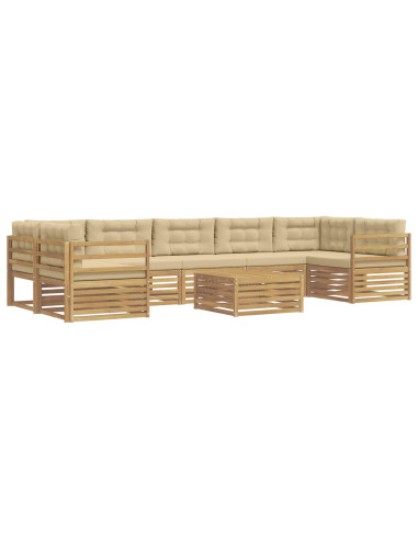 Set di divani da esterno 8 pcs Bianco e Beige