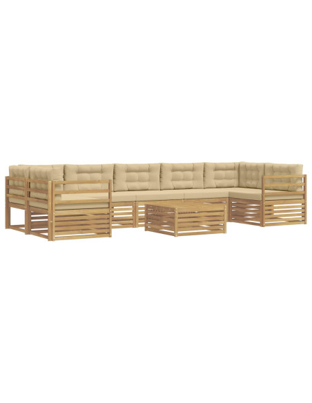 Set di divani da esterno 8 pcs Bianco e Beige