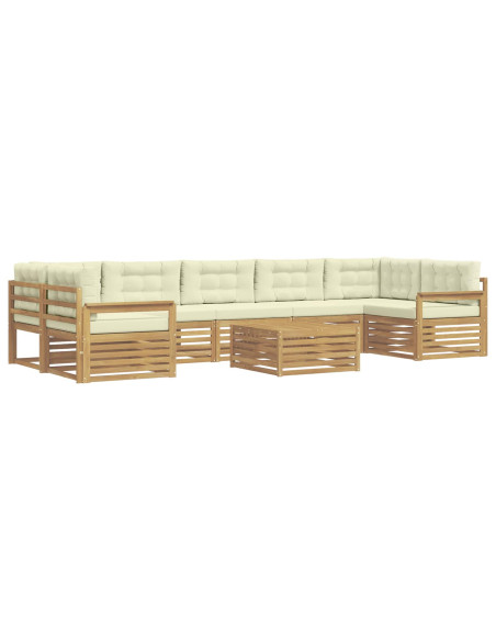 Set di divani da esterno 8 pcs Bianco e Crema