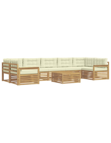 Set di divani da esterno 8 pcs Bianco e Crema