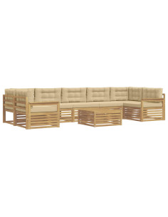 Set di divani da esterno 8 pcs Bianco e Beige 2
