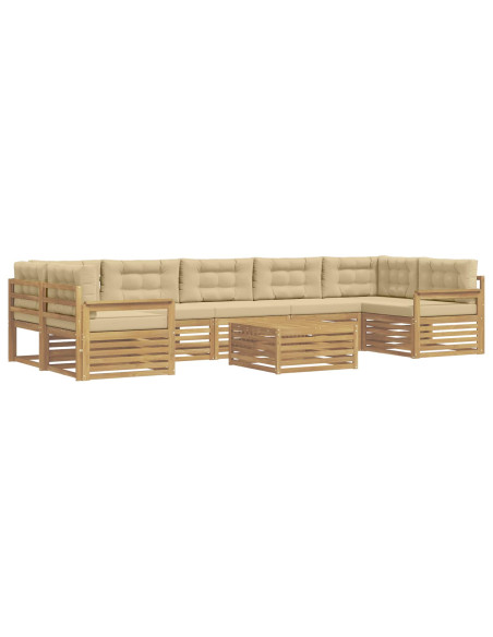 Set di divani da esterno 8 pcs Bianco e Beige
