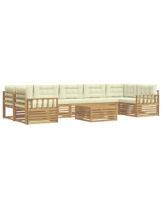 Set di divani da esterno 8 pcs Bianco e Crema 2