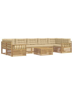Set di divani da esterno 8 pcs Bianco e Beige 2