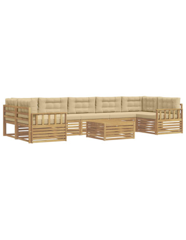 Set di divani da esterno 8 pcs Bianco e Beige