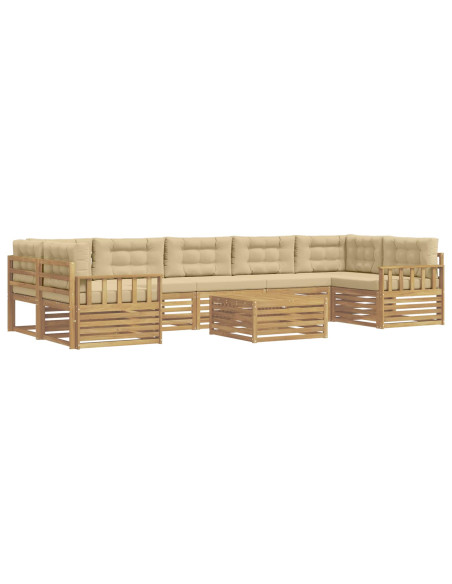 Set di divani da esterno 8 pcs Bianco e Beige
