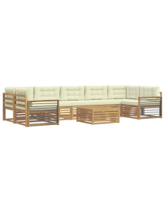 Set di divani da esterno 8 pcs Bianco e Crema 2