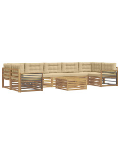 Set di divani da esterno 8 pcs Bianco e Beige 2