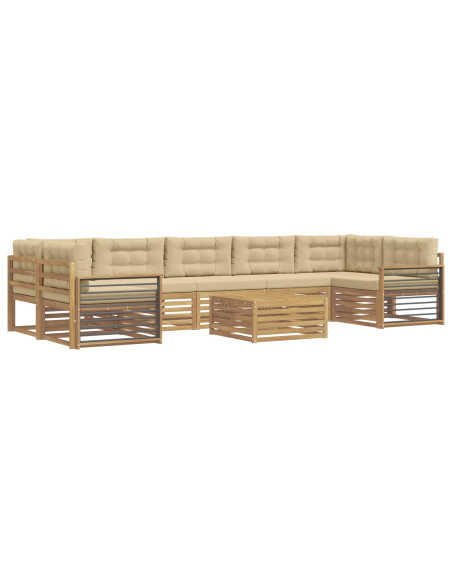 Set di divani da esterno 8 pcs Bianco e Beige