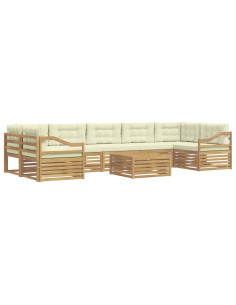 Set di divani da esterno 8 pcs Bianco e Crema 2