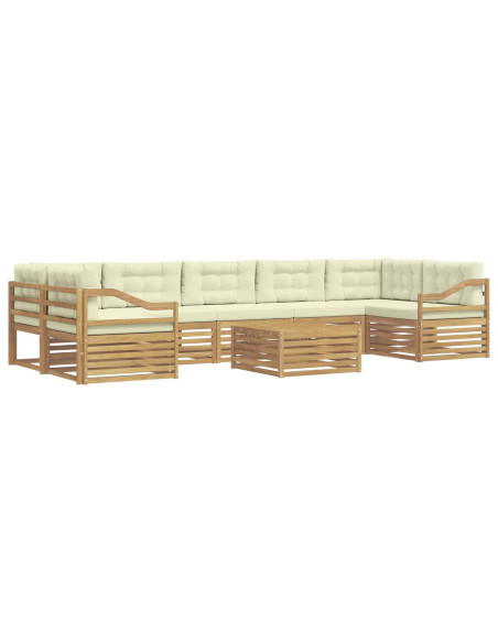 Set di divani da esterno 8 pcs Bianco e Crema