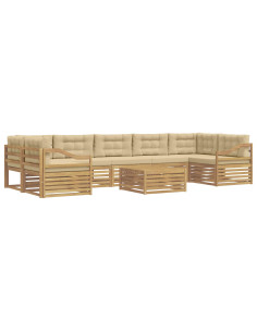Set di divani da esterno 8 pcs Bianco e Beige 2