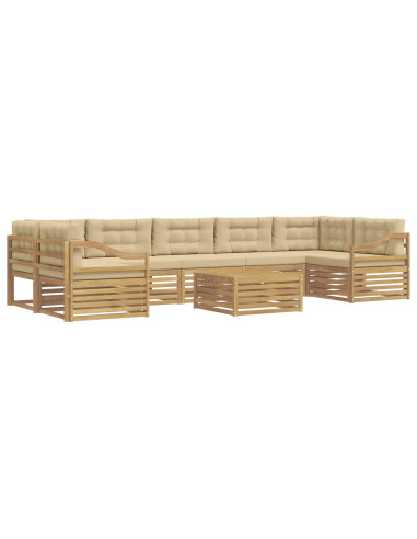 Set di divani da esterno 8 pcs Bianco e Beige