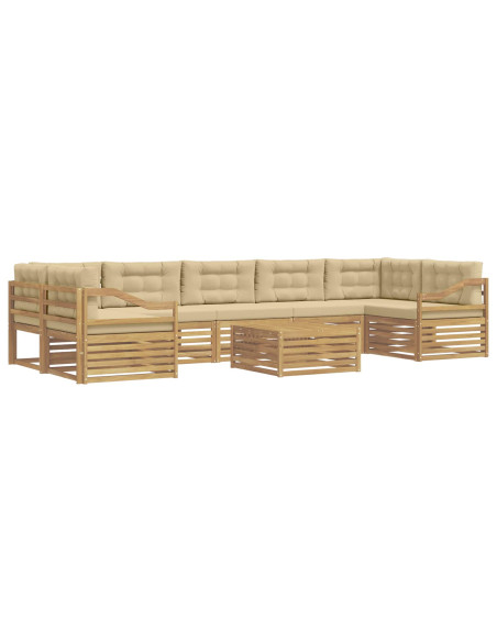 Set di divani da esterno 8 pcs Bianco e Beige