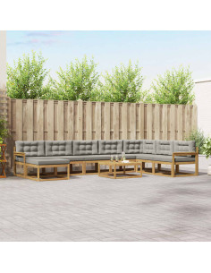 Set di divani da esterno 9 pcs Bianco e Grigio Chiaro
