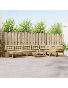 Set di divani da esterno 9 pcs Bianco e Beige