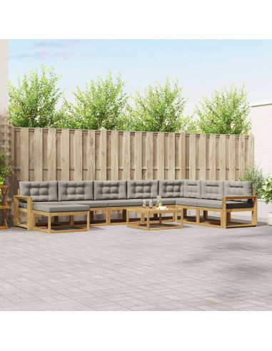 Set di divani da esterno 9 pcs Bianco e Grigio Chiaro