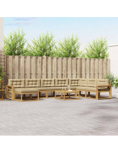 Set di divani da esterno 9 pcs Bianco e Beige