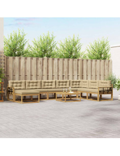 Set di divani da esterno 9 pcs Bianco e Beige