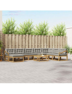 Set di divani da esterno 9 pcs Bianco e Grigio Chiaro