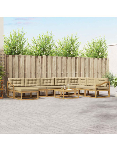 Set di divani da esterno 9 pcs Bianco e Beige