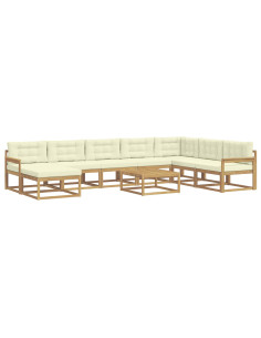 Set di divani da esterno 9 pcs Bianco e Crema 2