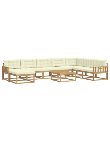 Set di divani da esterno 9 pcs Bianco e Crema