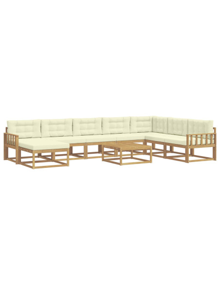 Set di divani da esterno 9 pcs Bianco e Crema