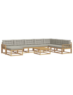 Set di divani da esterno 9 pcs Bianco e Grigio Chiaro 2